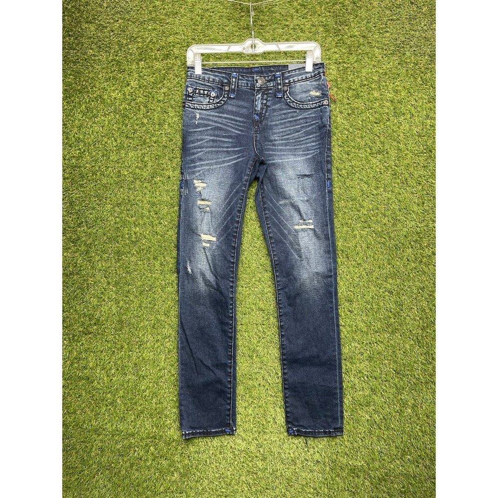 True Religion Rocco Jeans Boys 16 Rocco Rope Stitch Skinny Fit Dark Wash NWT